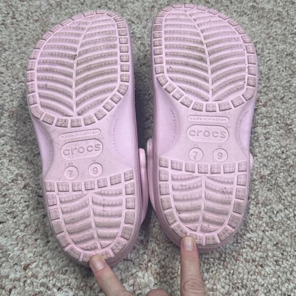 Pink Crocs Women’s Sz 9 Men 7 bedazzled - Picture 7 of 8